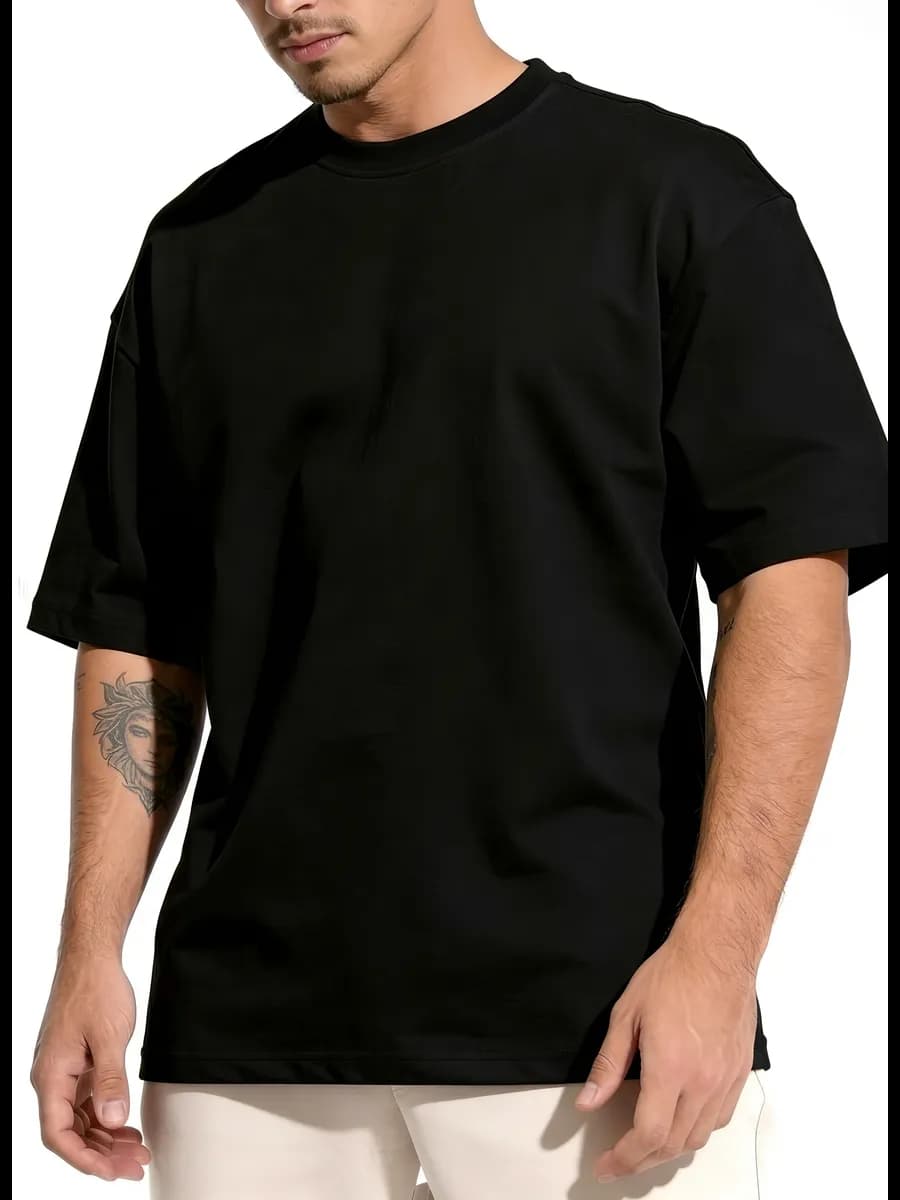 Футболка ОВЕРСАЙЗ черная однотонная хлопок