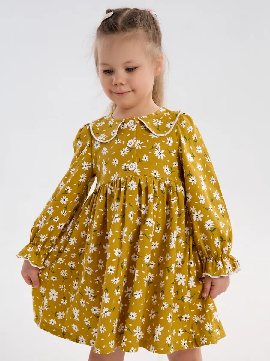 Платье в садик с длинным рукавом нарядное - фото 1