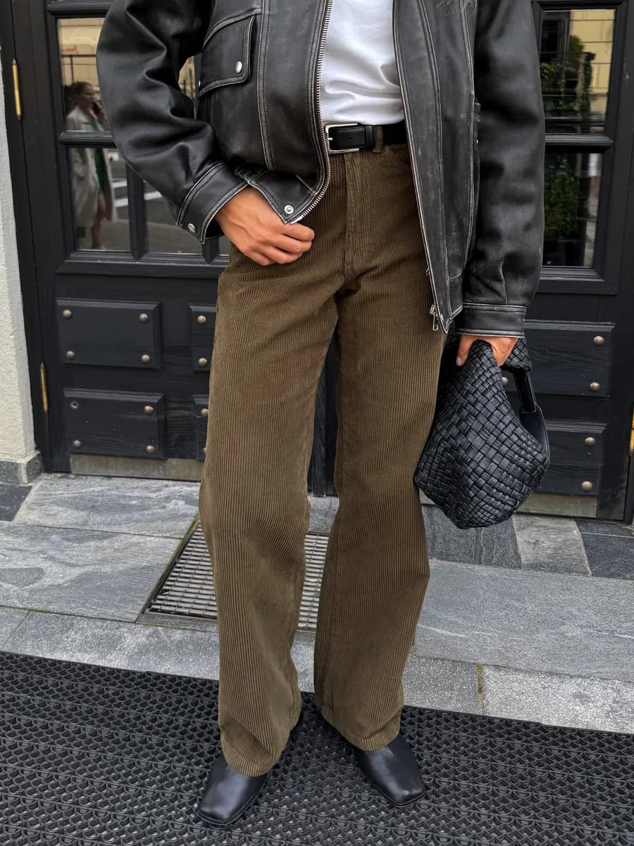 Брюки вельветовые прямые с высокой посадкой