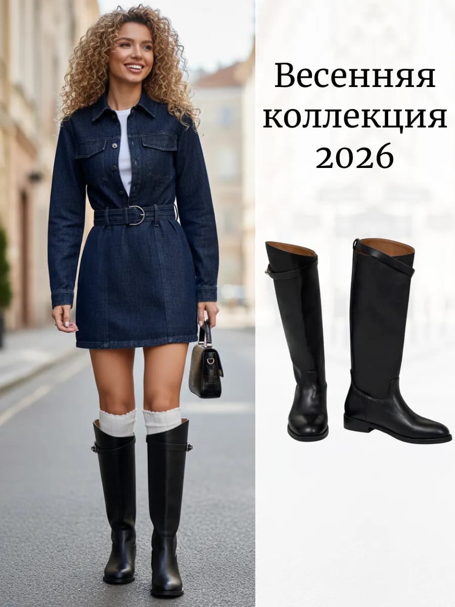 Жокейские сапоги демисезонные на низком каблуке