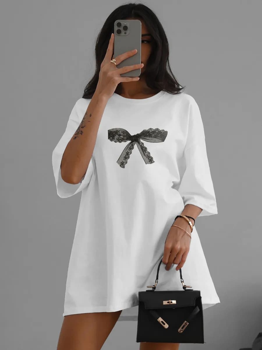 Футболка оверсайз хлопок с принтом повседневная