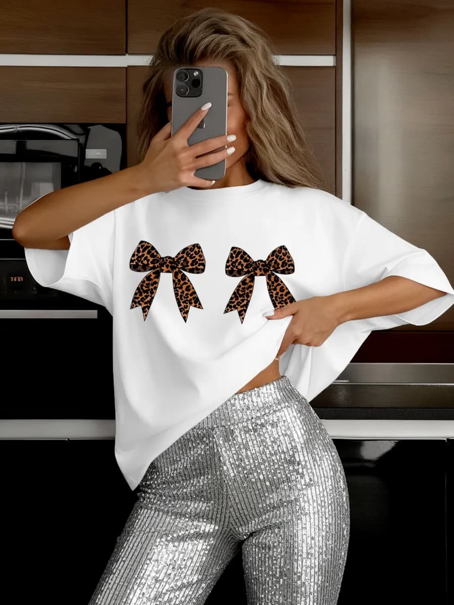 Футболка оверсайз хлопок светящийся принт повседневная