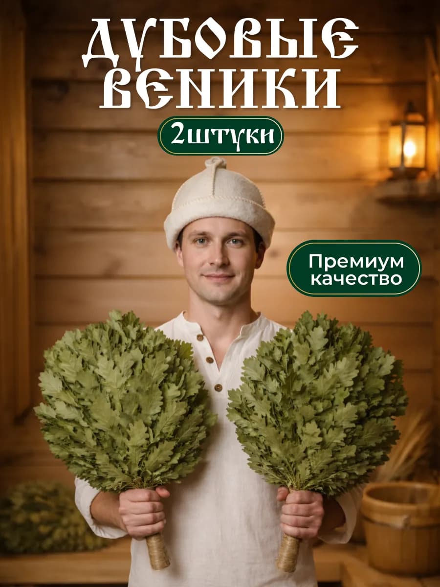 Веник для бани Дубовый Премиум 2 штуки
