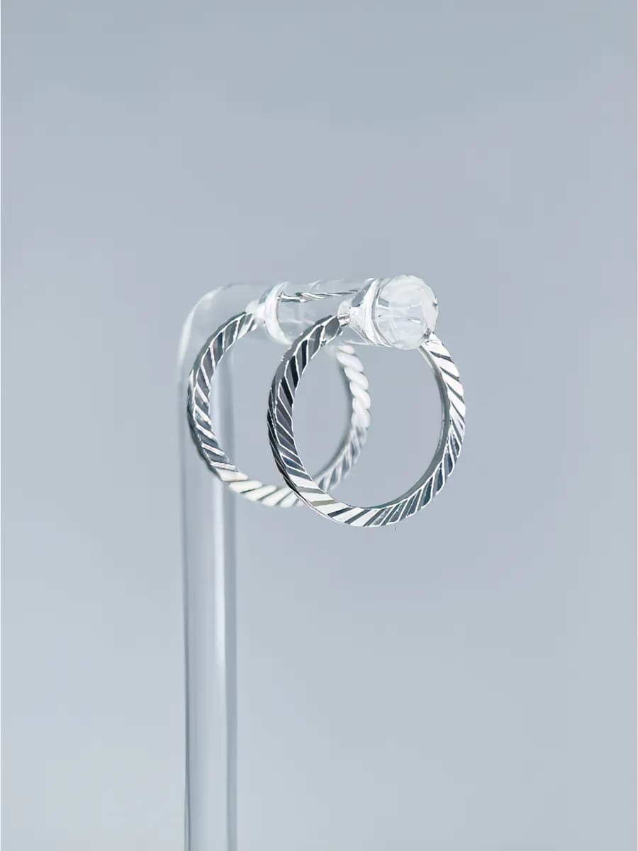 Серьги кольца серебряные 925 пробы