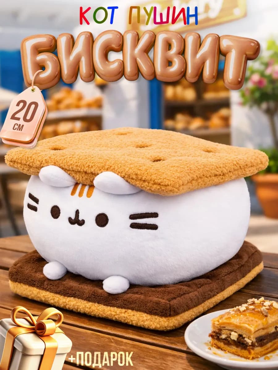 Кот пушин игрушка мягкая