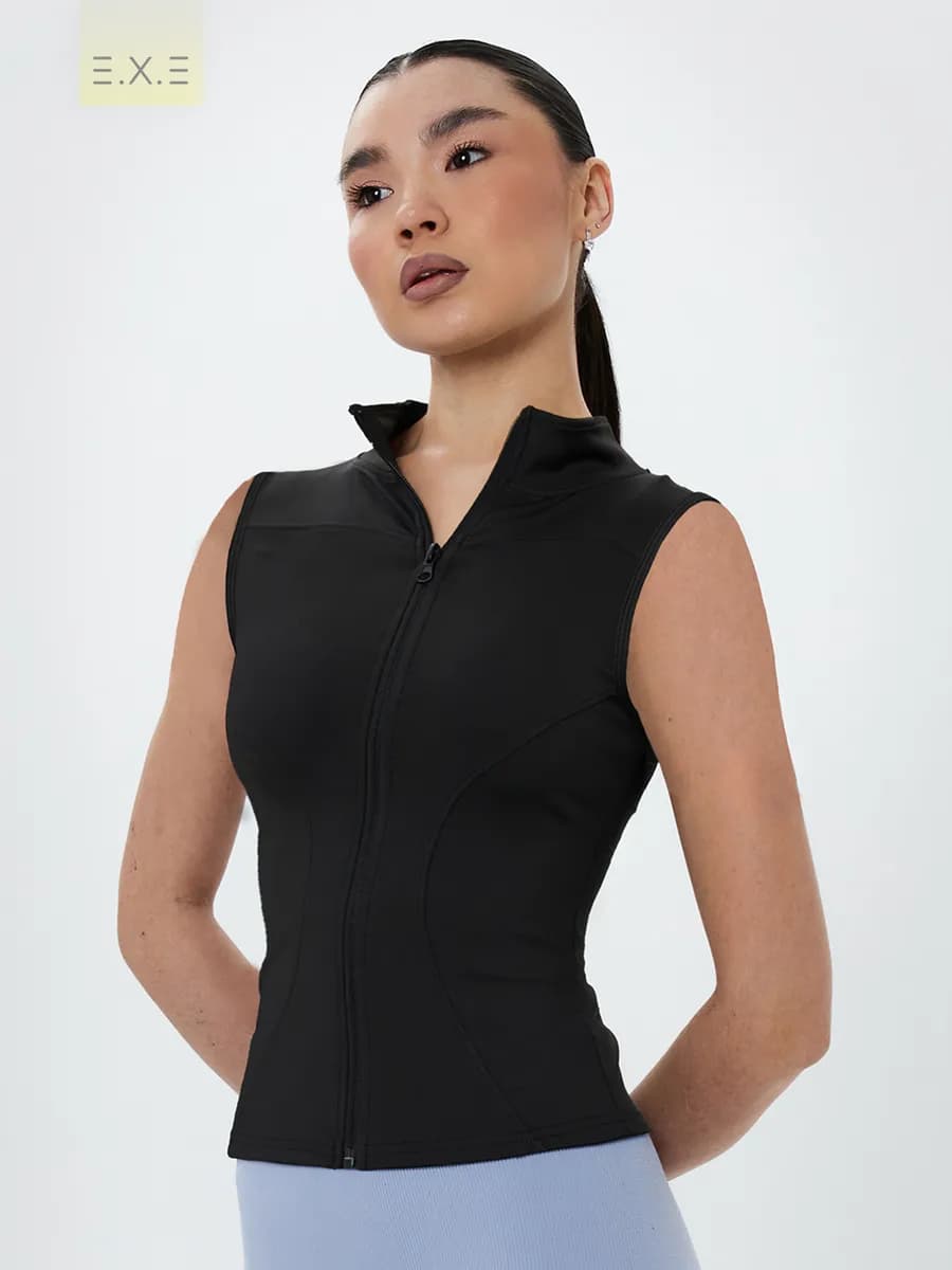 Спортивная футболка рашгард на молнии майка без рукавов