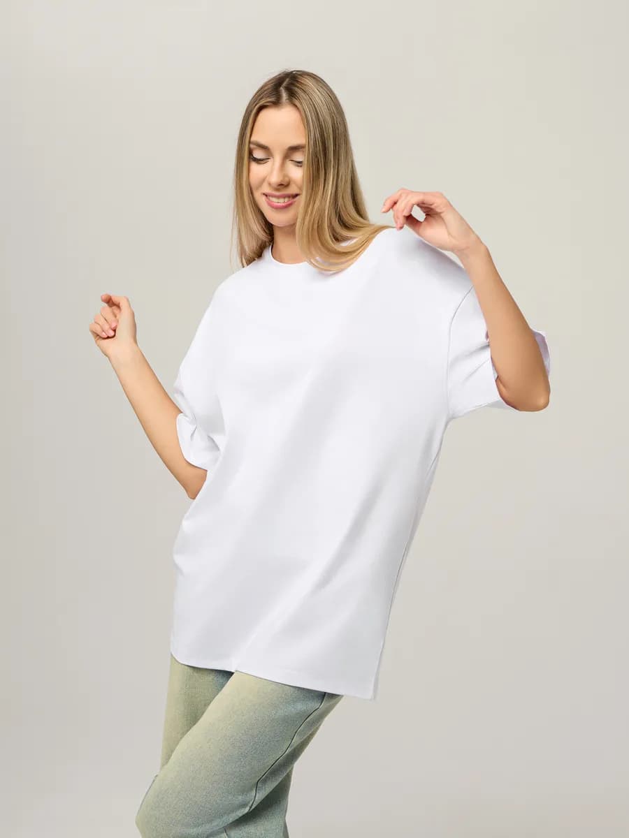 Футболка оверсайз однотонная белая
