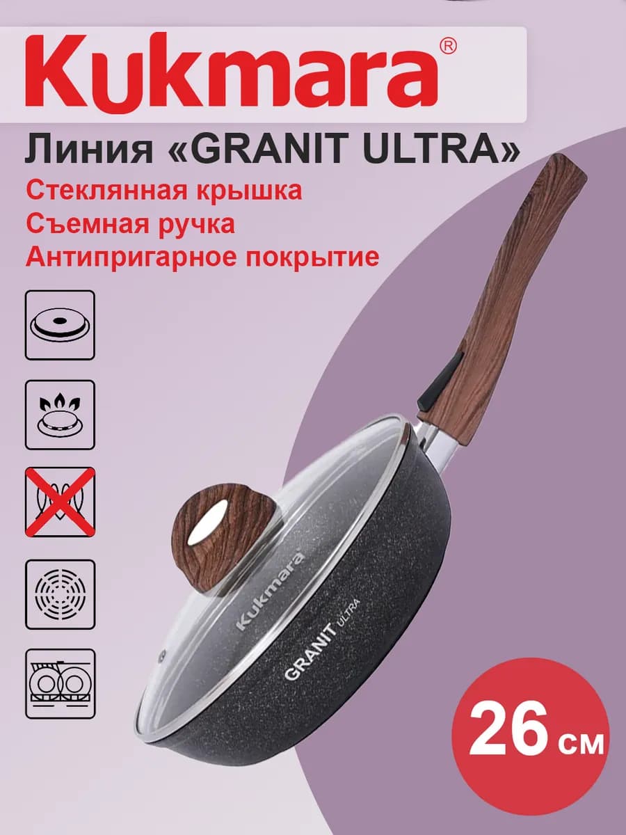 Сковорода 26см антипригарное покрытие, съёмная ручка