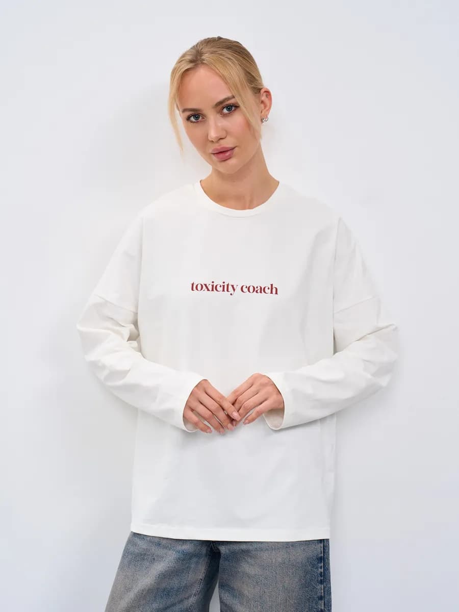 Лонгслив женский оверсайз с принтом old money