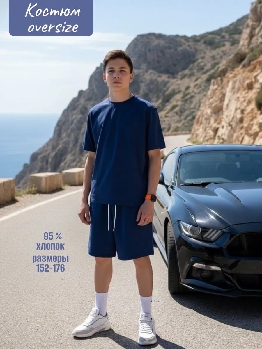Домашний костюм пижама с шортами для подростков - фото 1