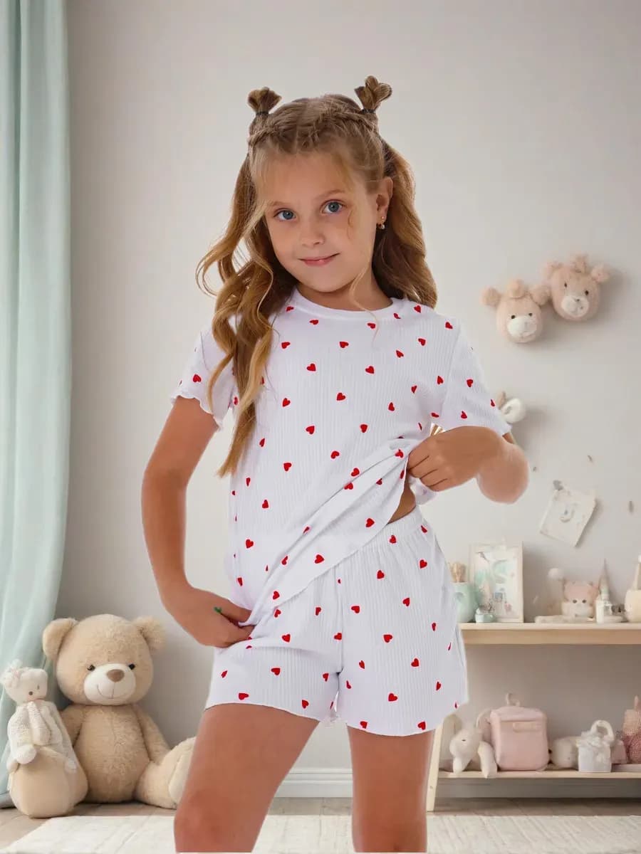 Пижама подростковая с шортами в рубчик