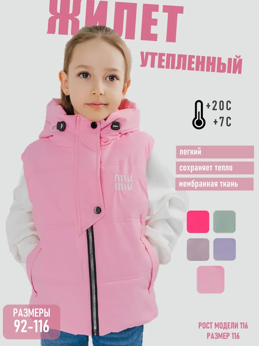 Утепленная жилетка с капюшоном - фото 1