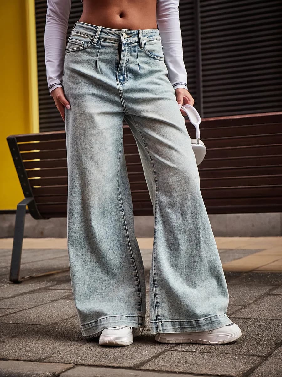 Джинсы широкие wide leg клеш