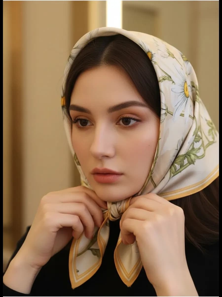 Платок шелковый на голову и шею