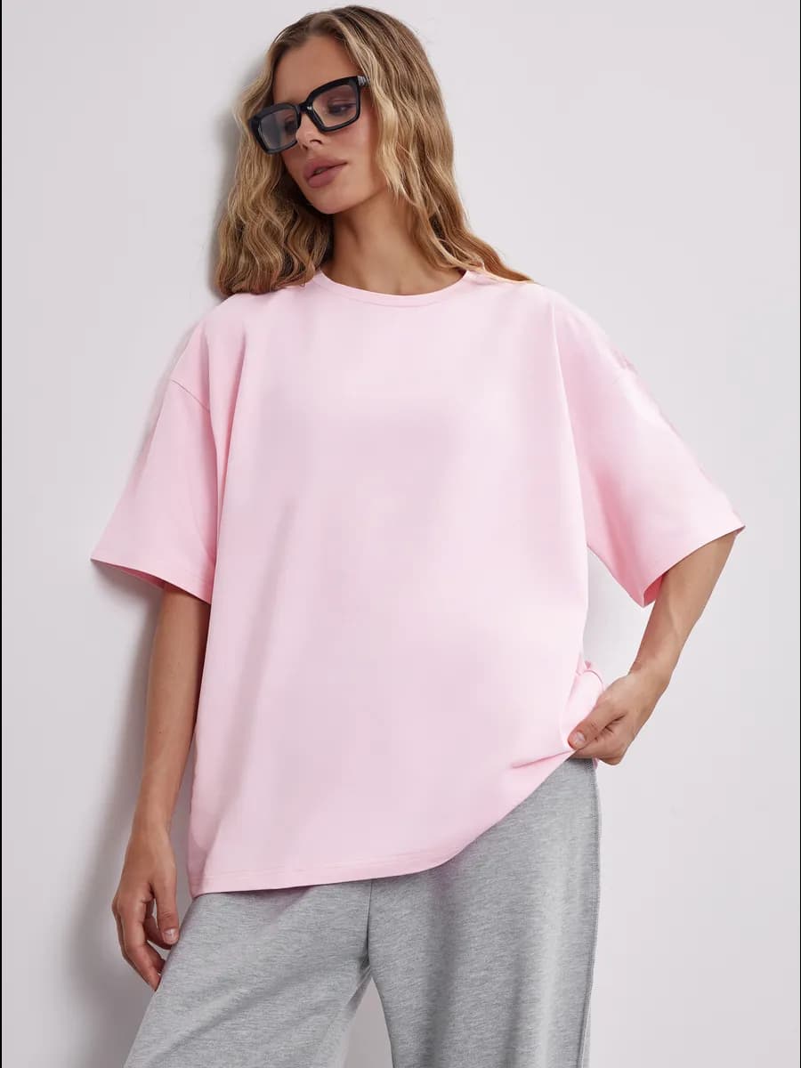 Футболка оверсайз хлопок однотонная - фото 1