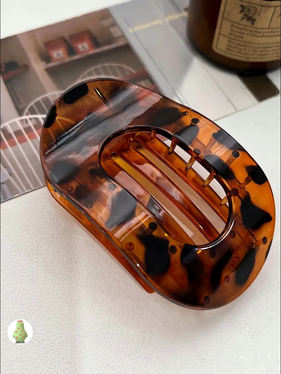 Крабик для волос плоский боковой леопардовый