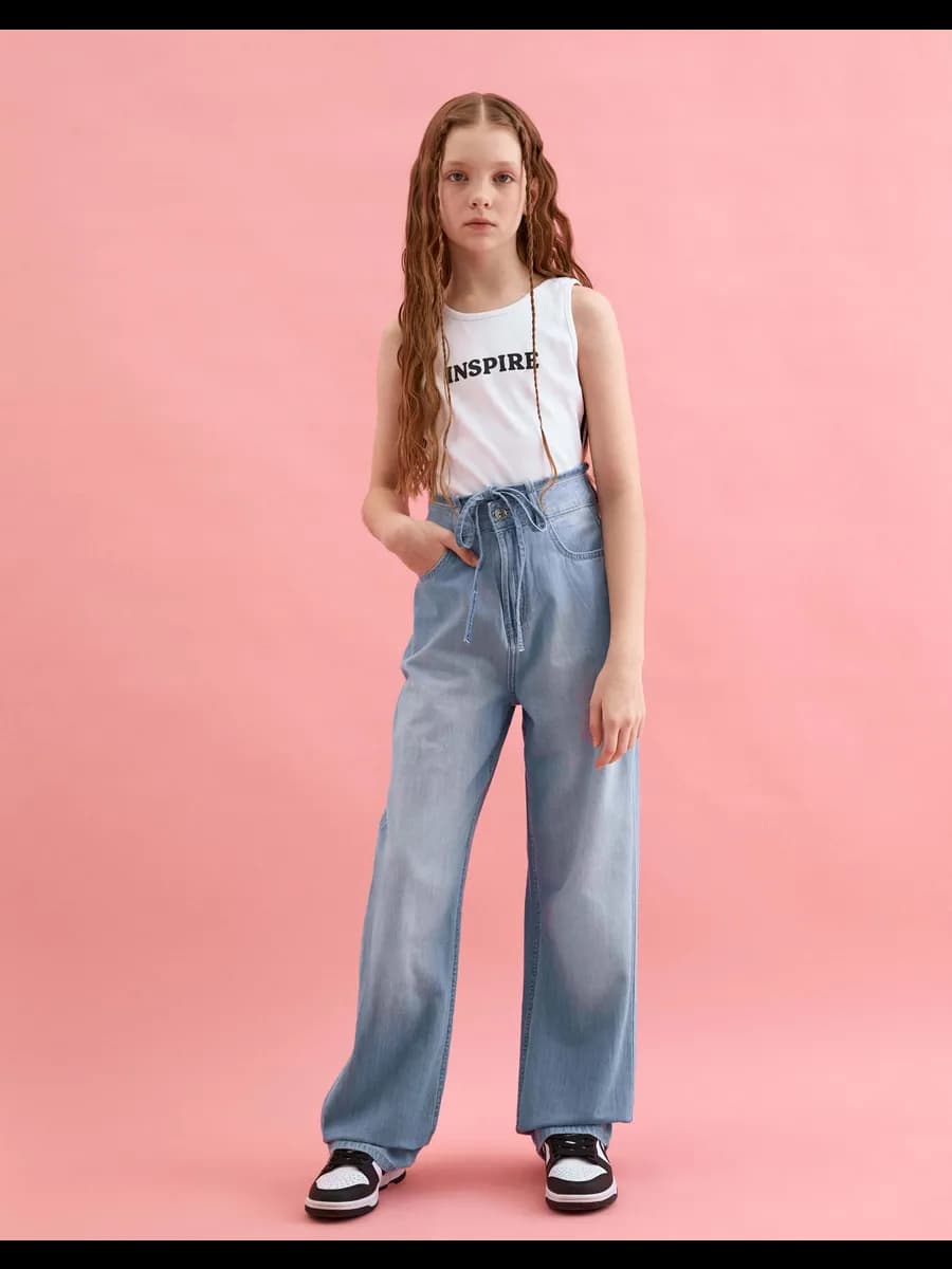 Джинсы Straight с завязками