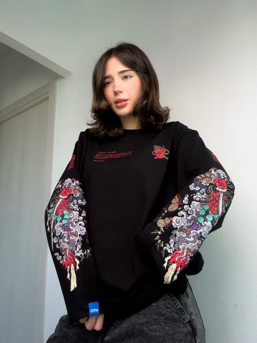 Лонгслив с принтом оверсайз