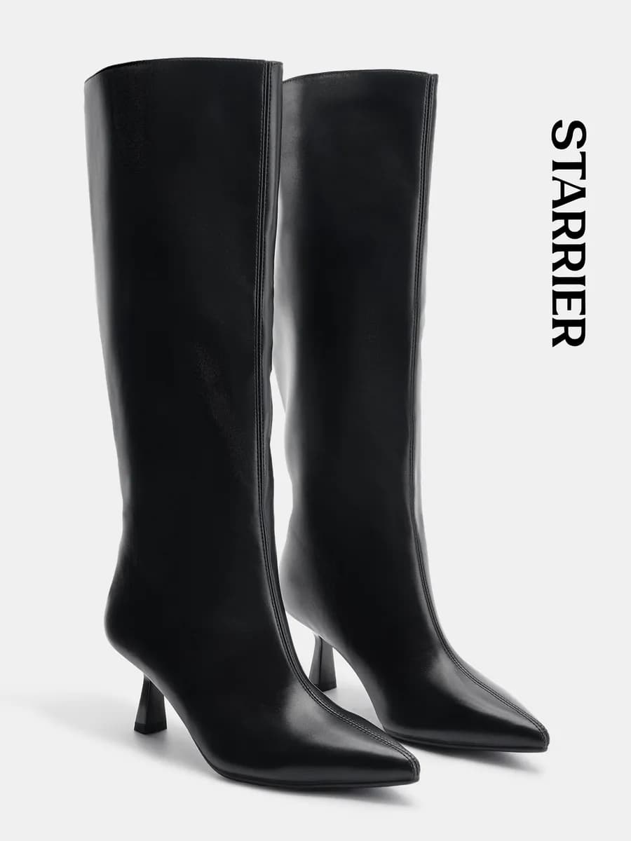 Сапоги на каблуке трубы