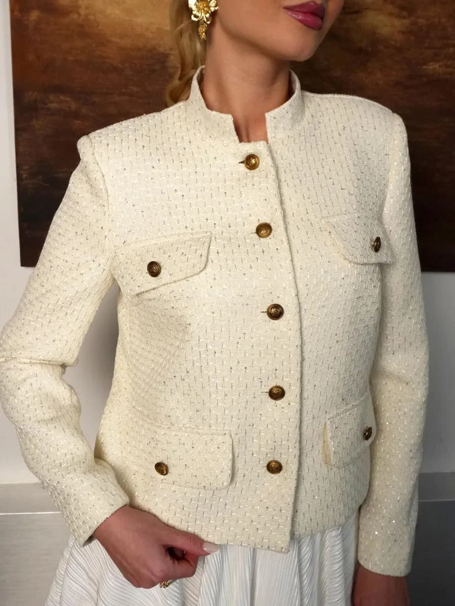Пиджак жакет твидовый укороченный