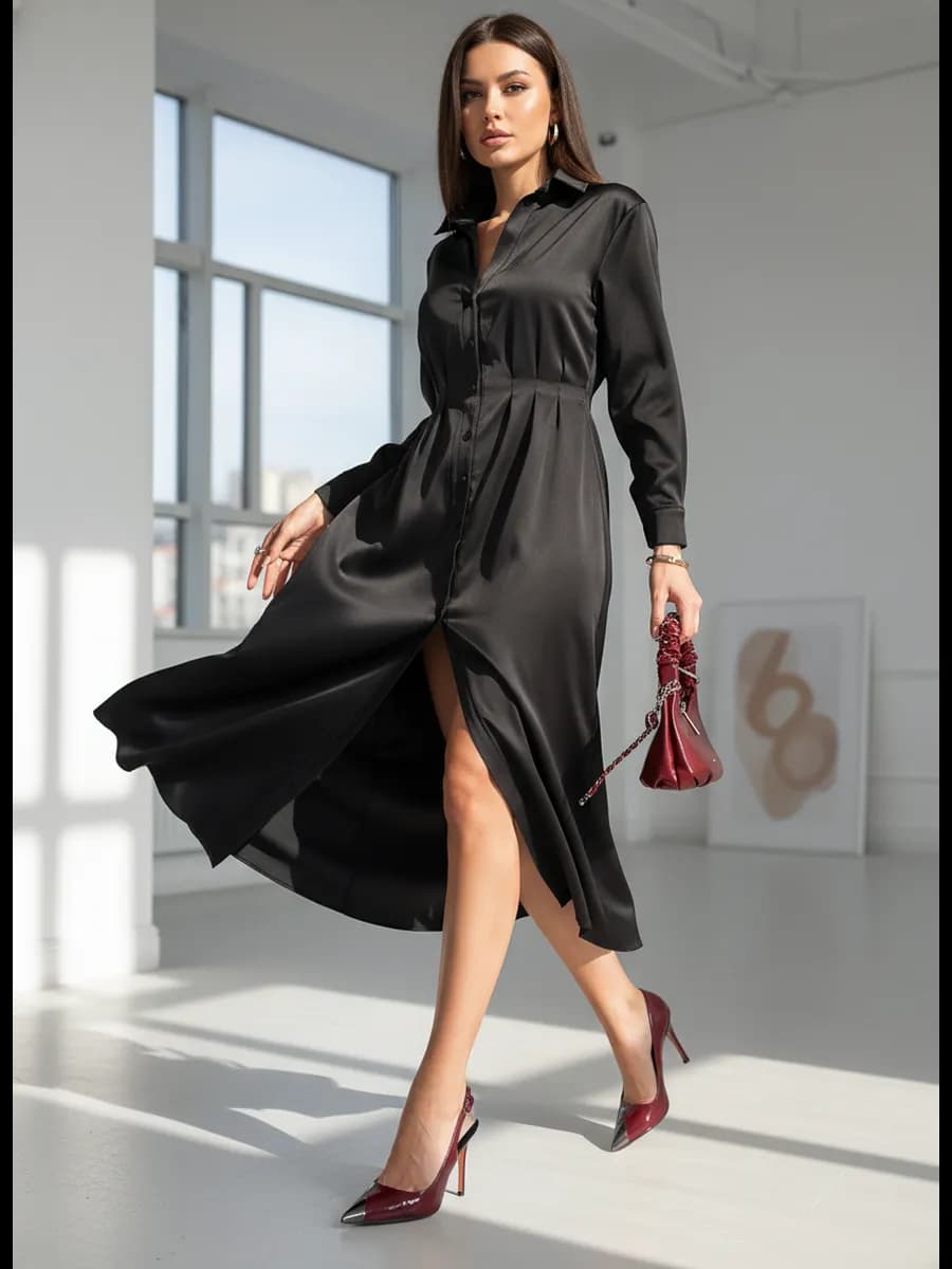 Платье рубашка офисное нарядное