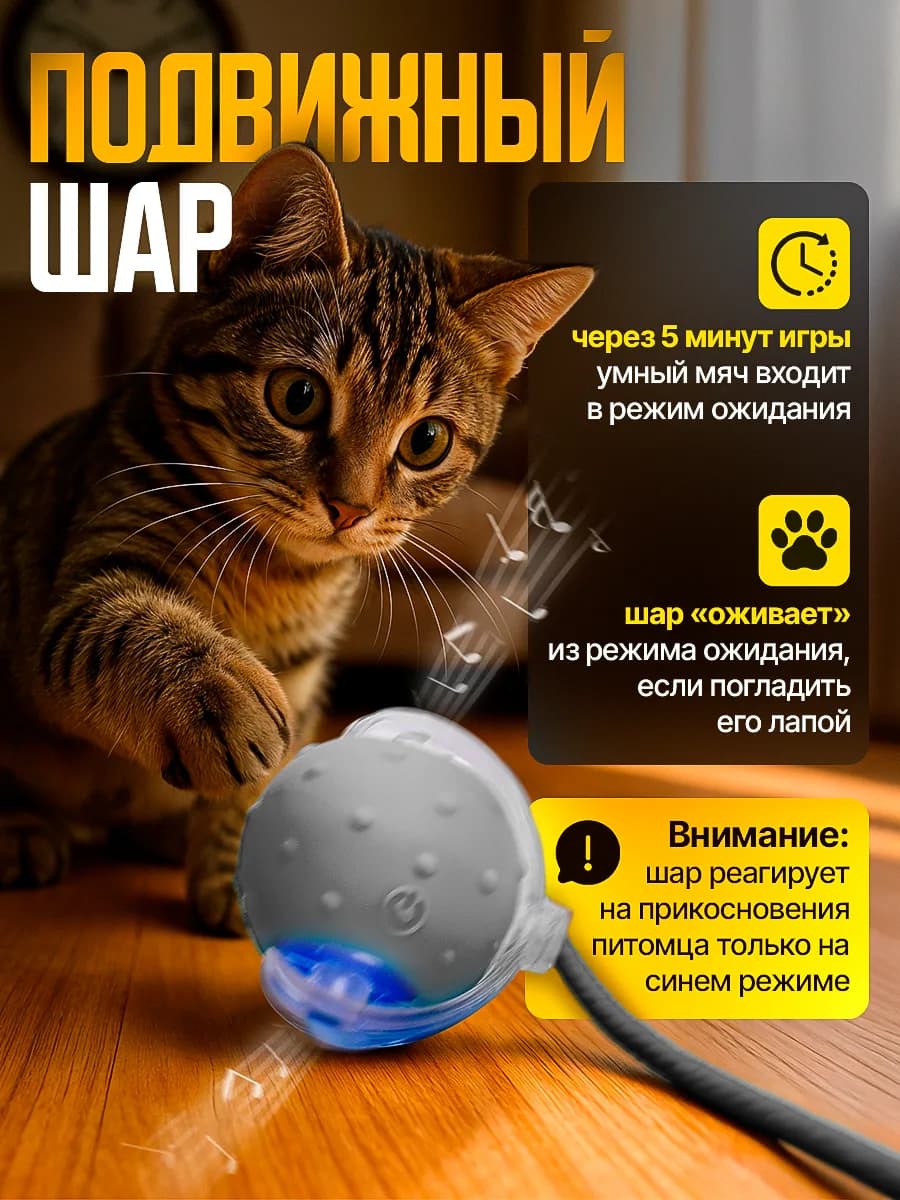 Интерактивная игрушка шар для кошек и собак мелких пород