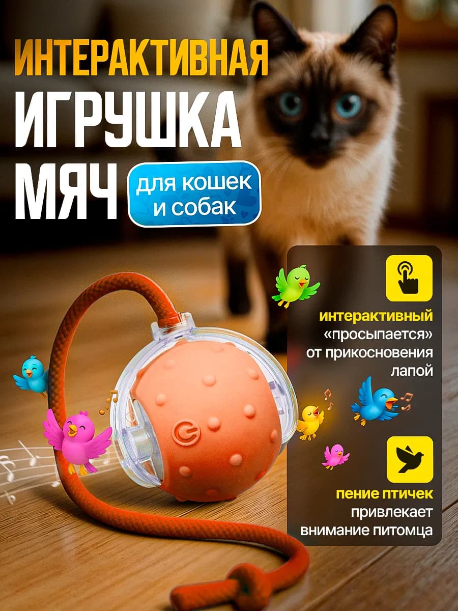 Интерактивная игрушка шар для кошек и собак мелких пород