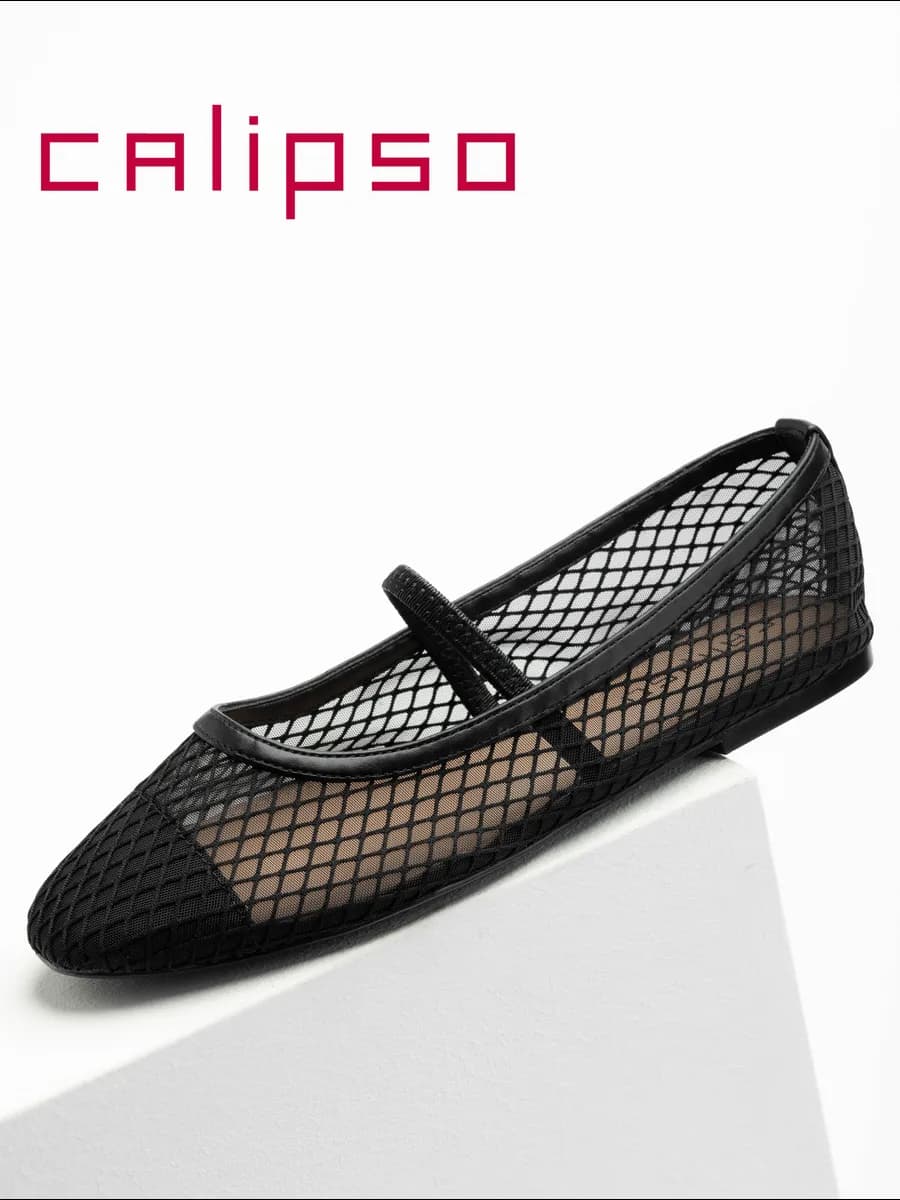 Балетки в сетку женские черные - фото 1