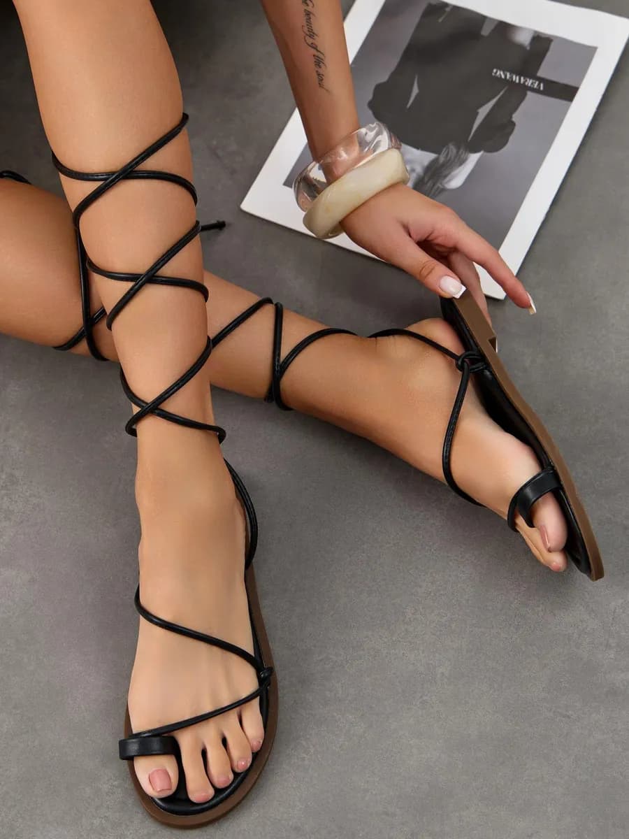 Сандалии гладиаторы на завязках