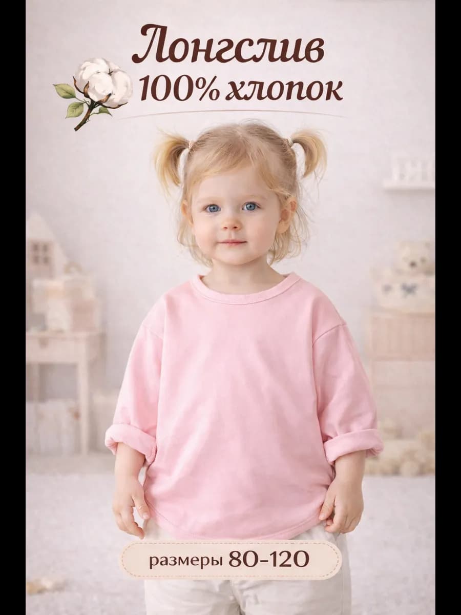 Лонгслив детский базовый оверсайз