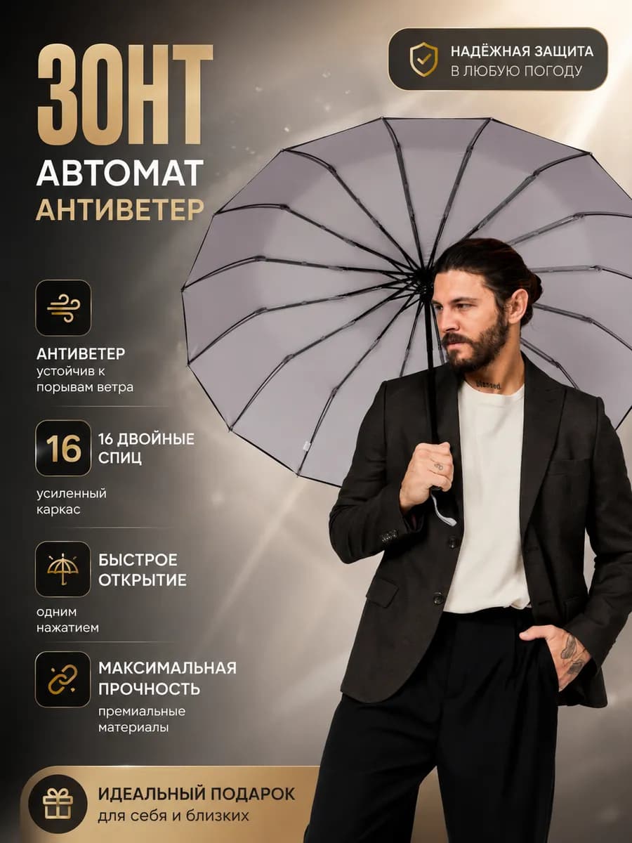 Зонт автомат антиветер складной