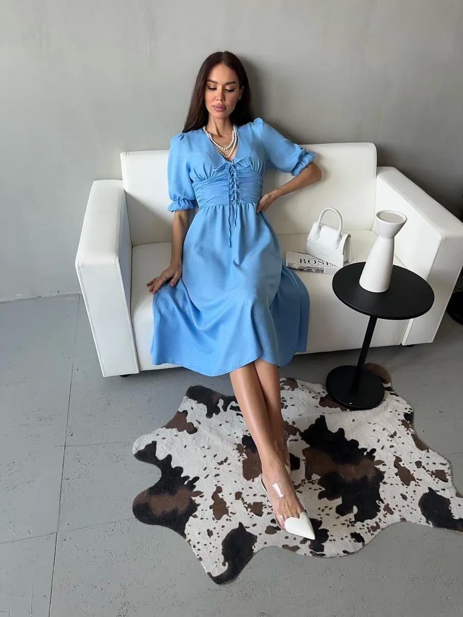 Длинное летнее платье с завязками