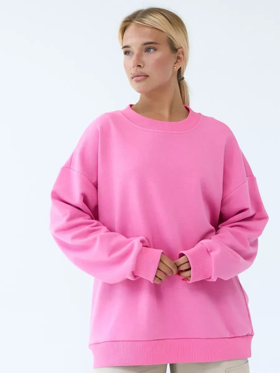 Свитшот оверсайз без начеса удлиненный классический