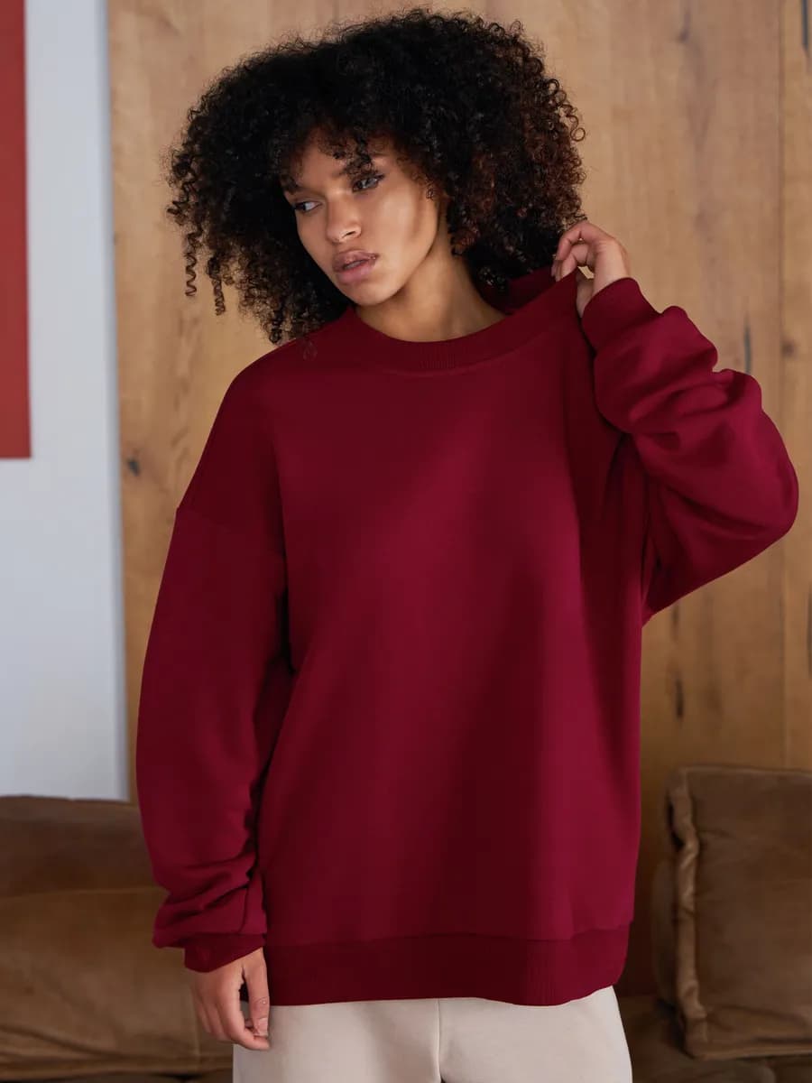 Свитшот оверсайз без начеса удлиненный классический - фото 1