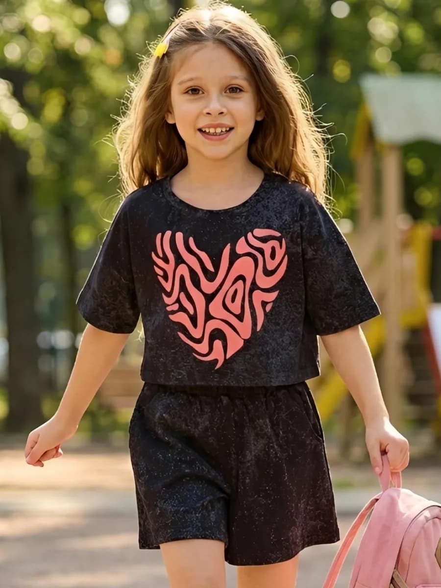 Летний костюм юбка-шорты футболка комплект