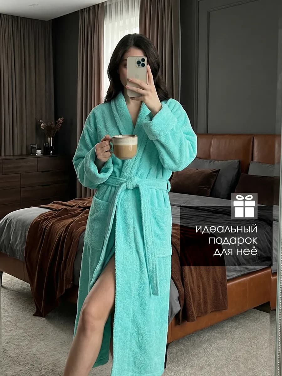 Халат махровый банный хлопок - фото 1