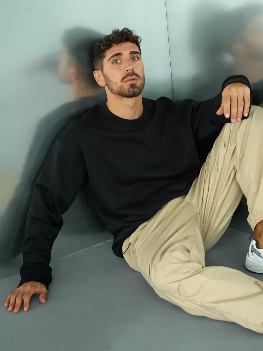 Свитшот оверсайз без начеса удлиненный классический