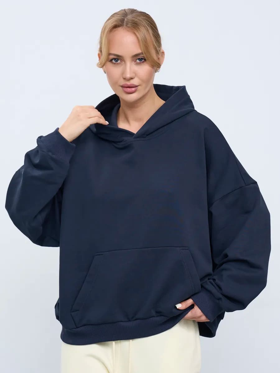 Худи оверсайз с капюшоном без начеса
