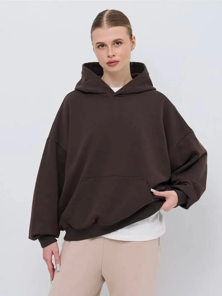 Худи оверсайз с капюшоном без начеса