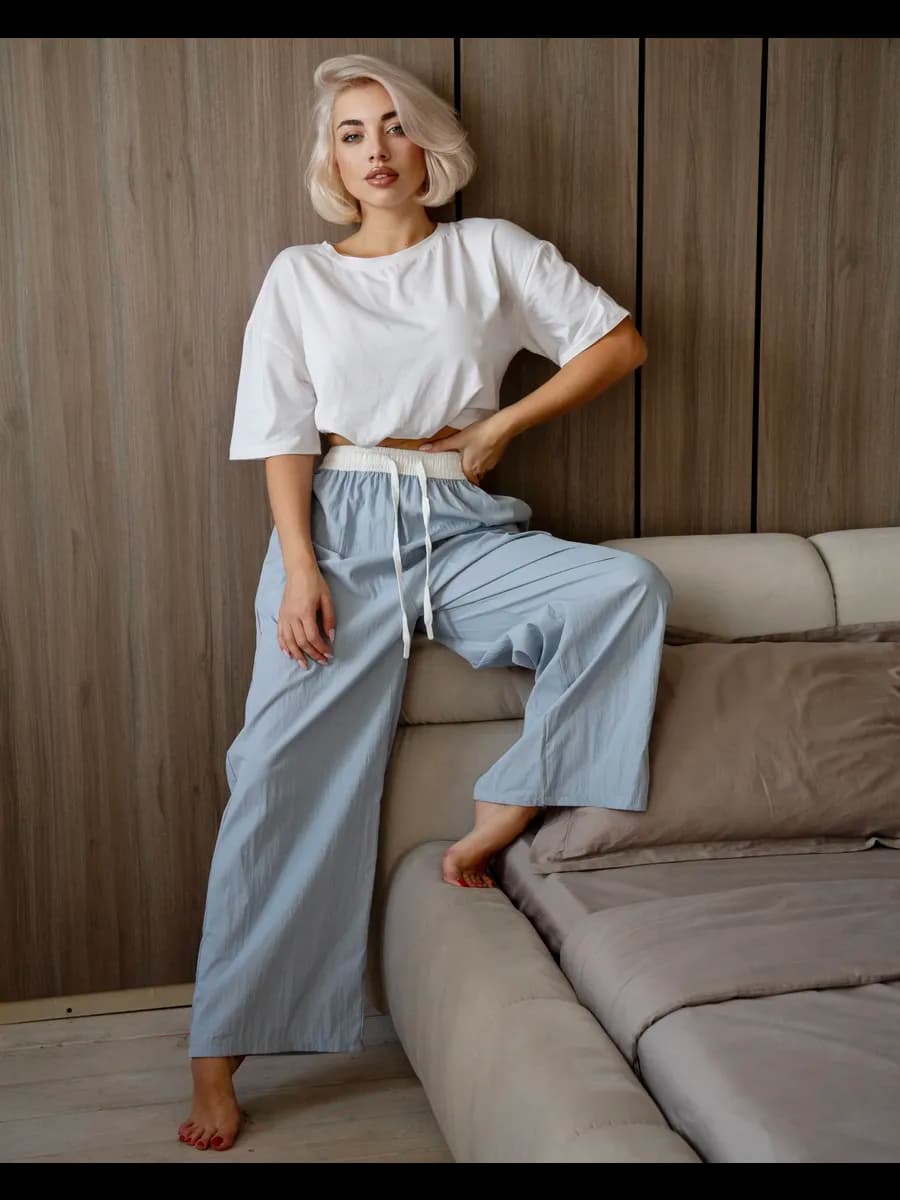 Брюки на резинке домашние легкие