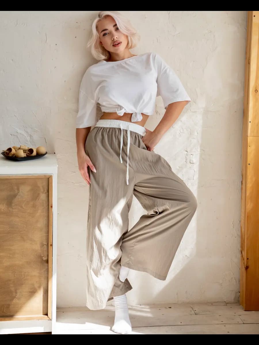 Брюки на резинке домашние легкие