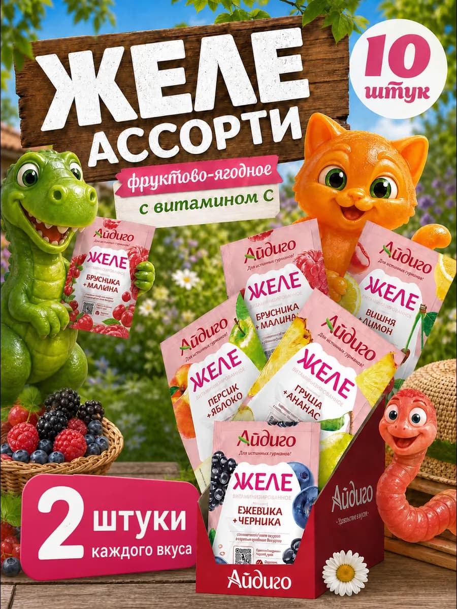 Желе фруктовое в пакетиках 10 штук