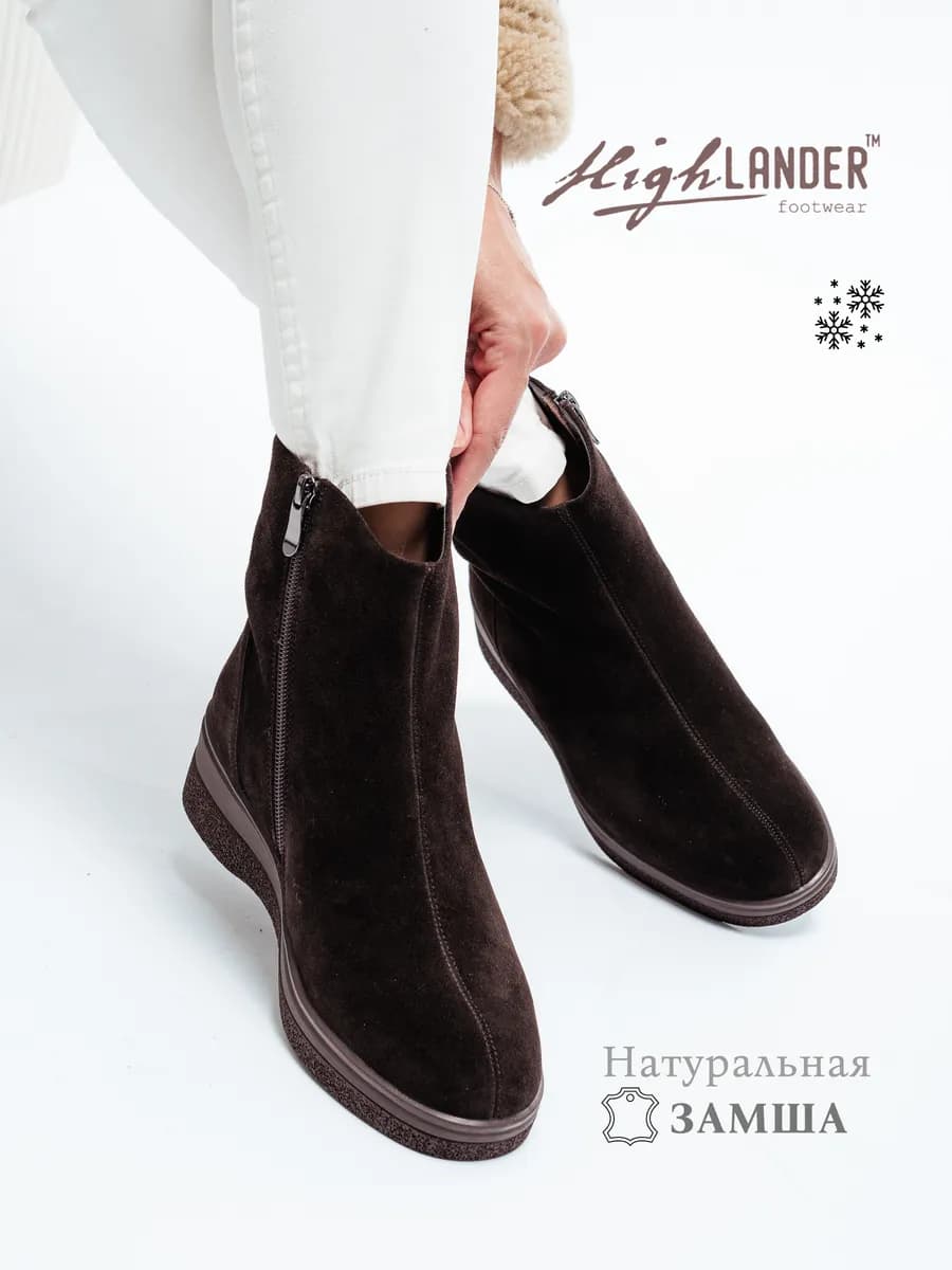 Ботинки женские зимние на танкетке замшевые