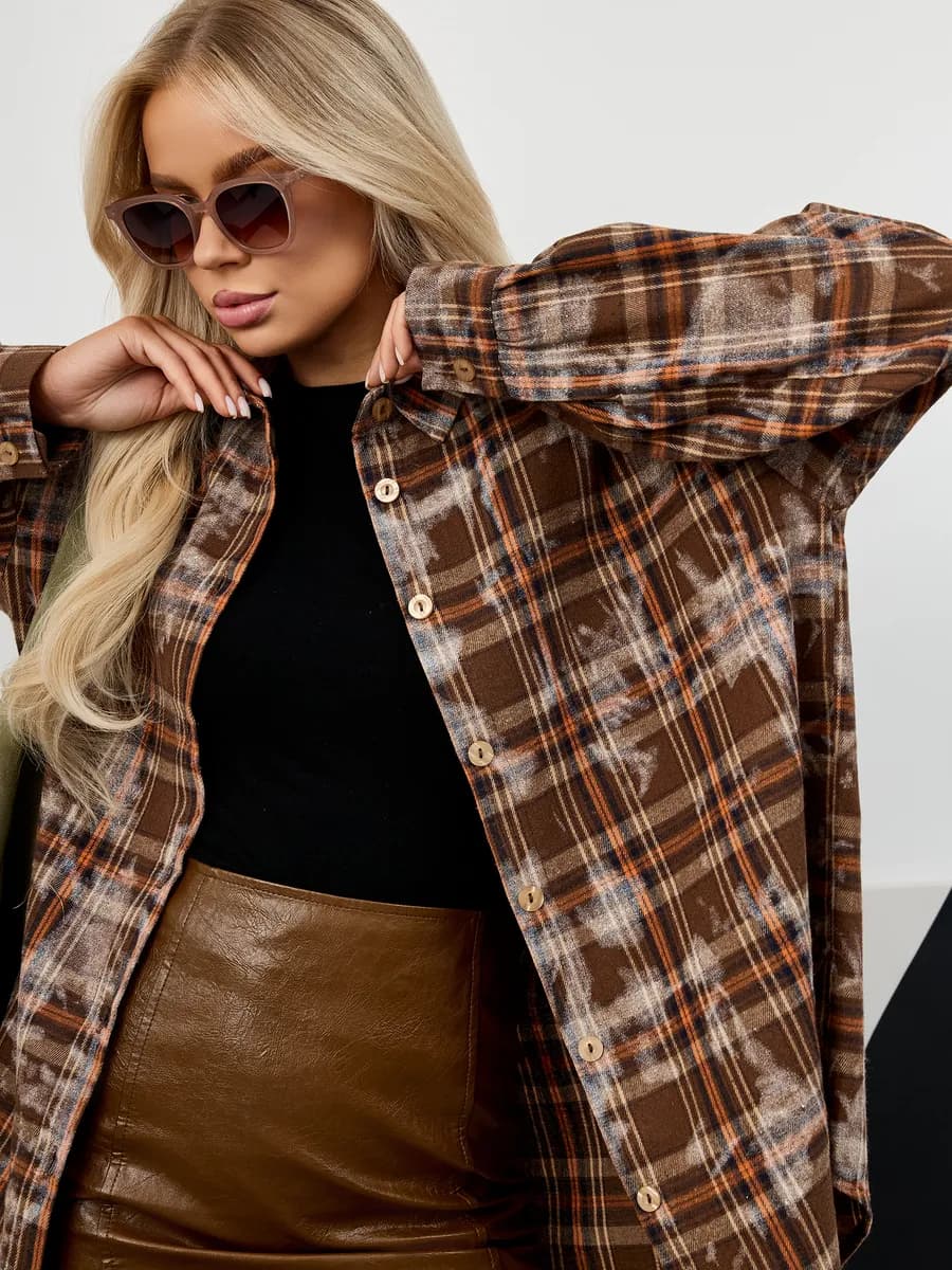 Рубашка в клетку оверсайз варенка - фото 1