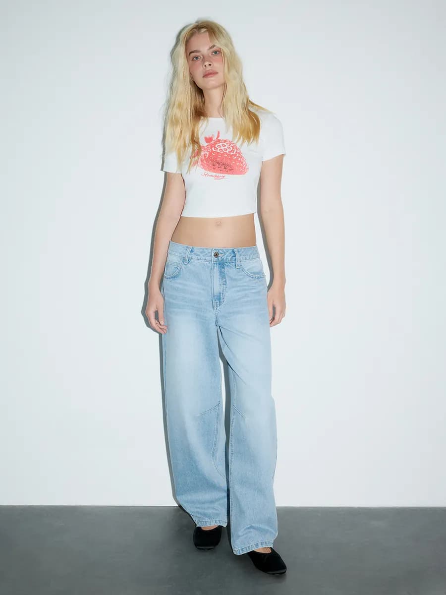 Футболка-топ укороченная с принтом