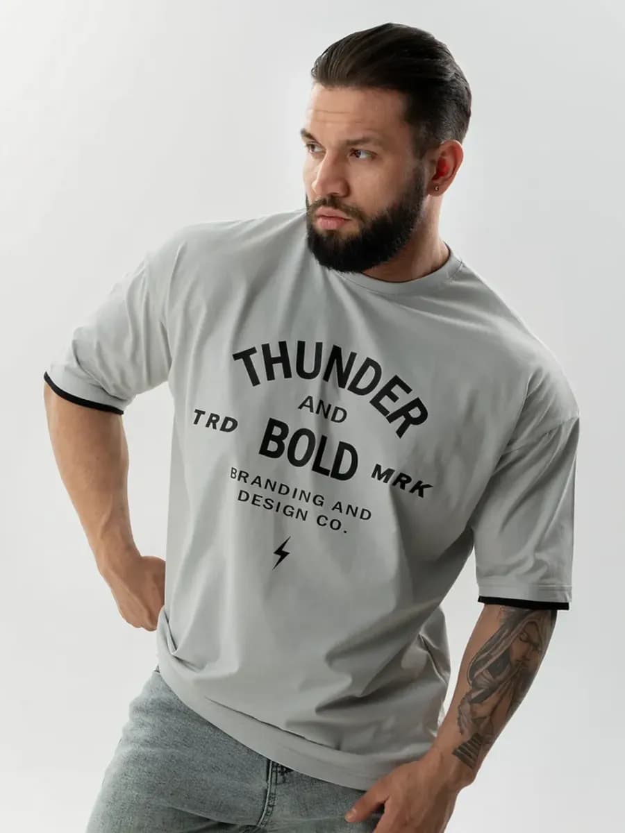 Футболка мужская оверсайз с принтом хлопок