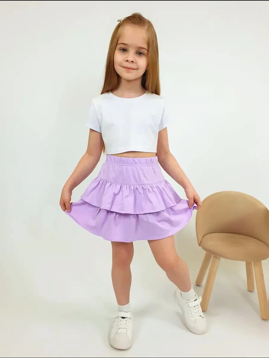 Юбка трикотажная с воланами в садик для детей