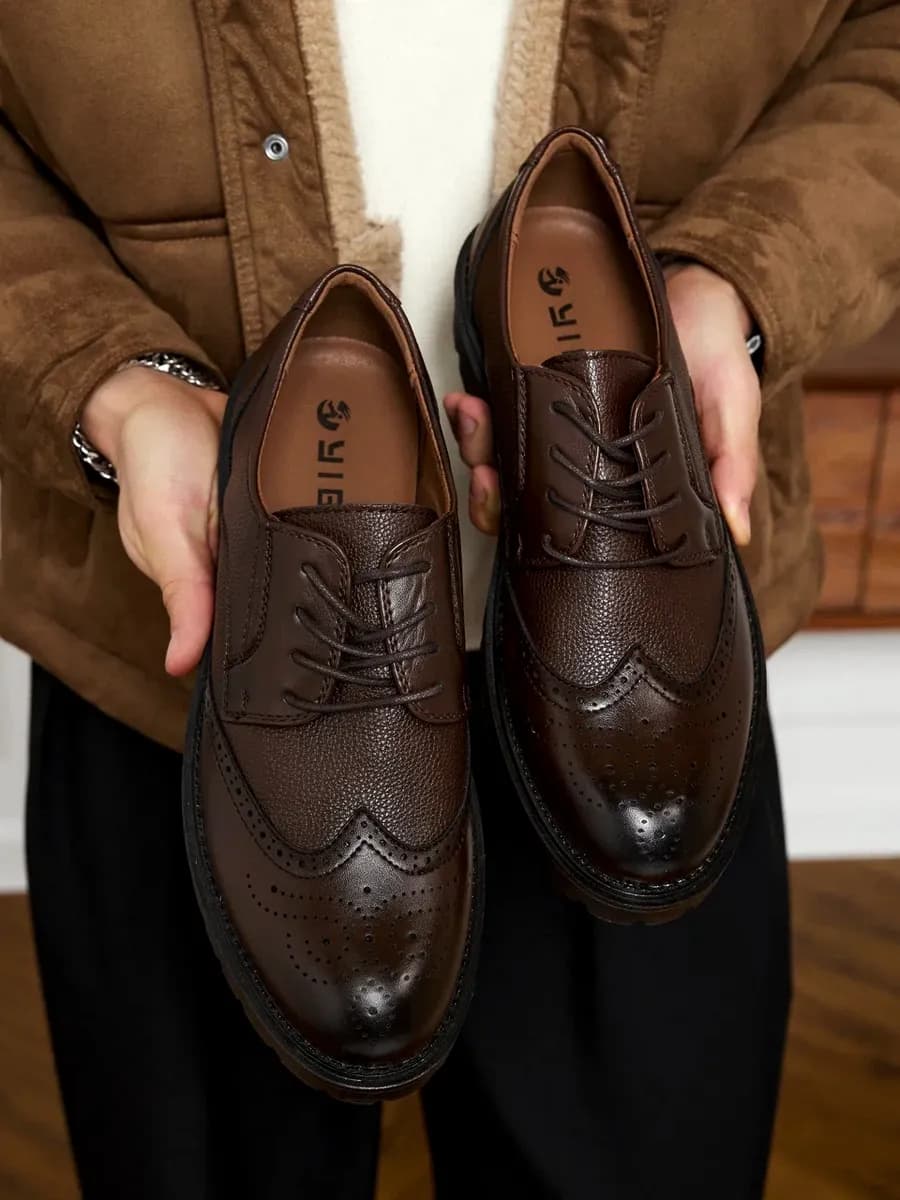 Туфли классические коричневые лоферы - фото 1