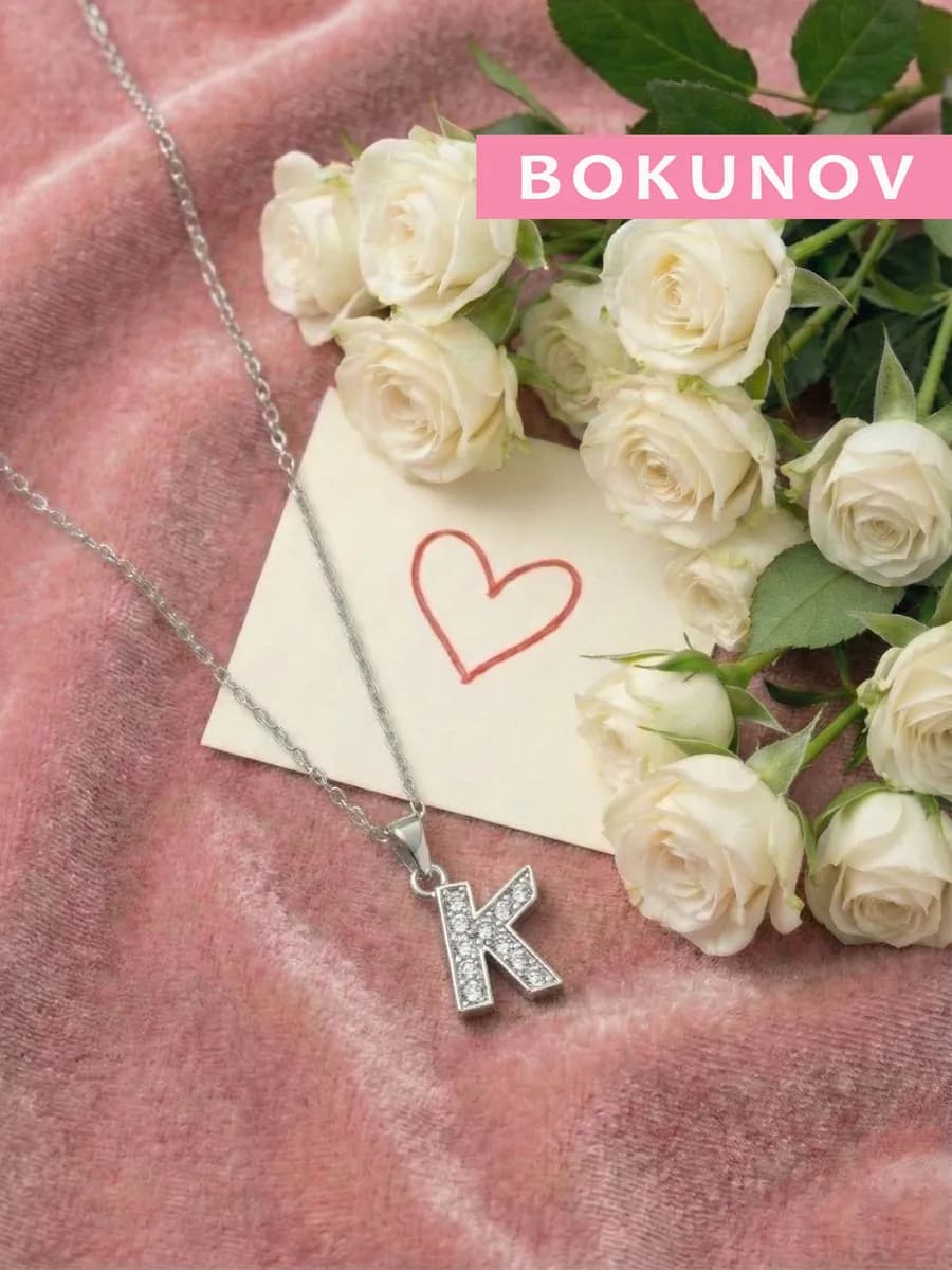 Подвеска женская на шею цепочка бижутерия буква К с именем - фото 1