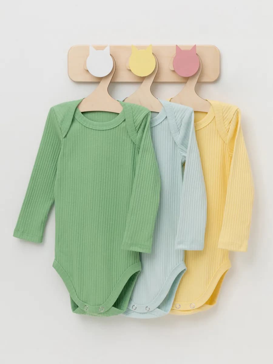 Боди для новорожденных малышей с длинным рукавом набор 3 шт